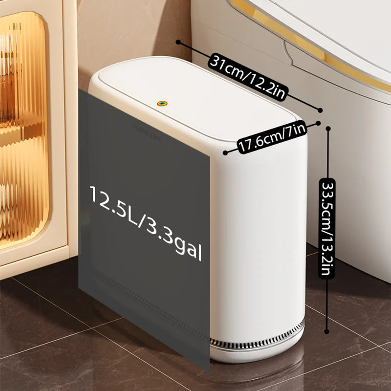Joybos Slim Automatic Trash Can With One Press Lid for Bathroom