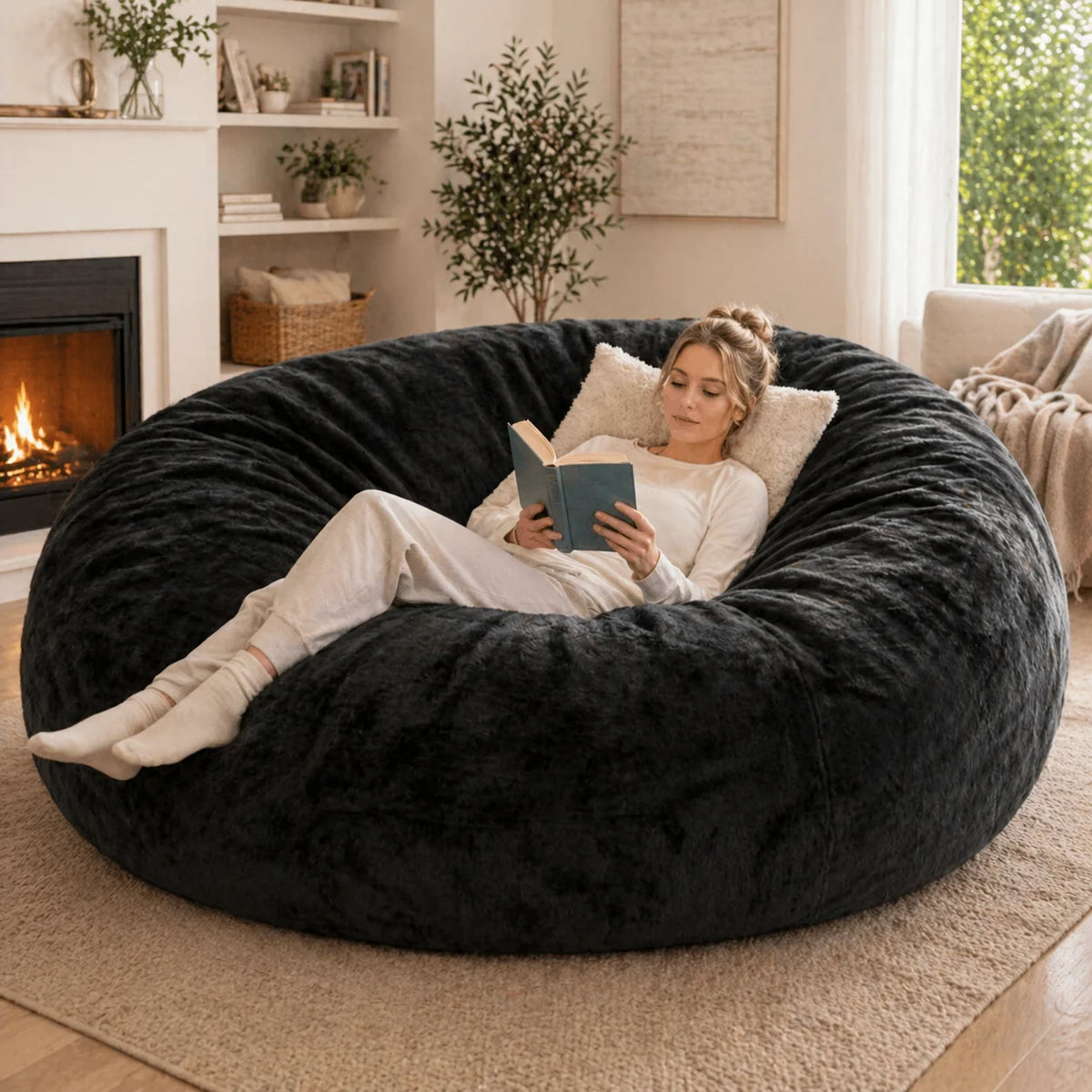 Adult Memory Foam Bean Bag Chair With Washable Cover