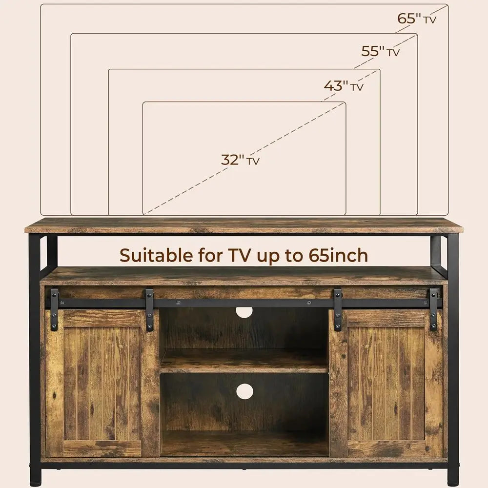 Farmhouse TV Stand With Storage And Sliding Barn Doors