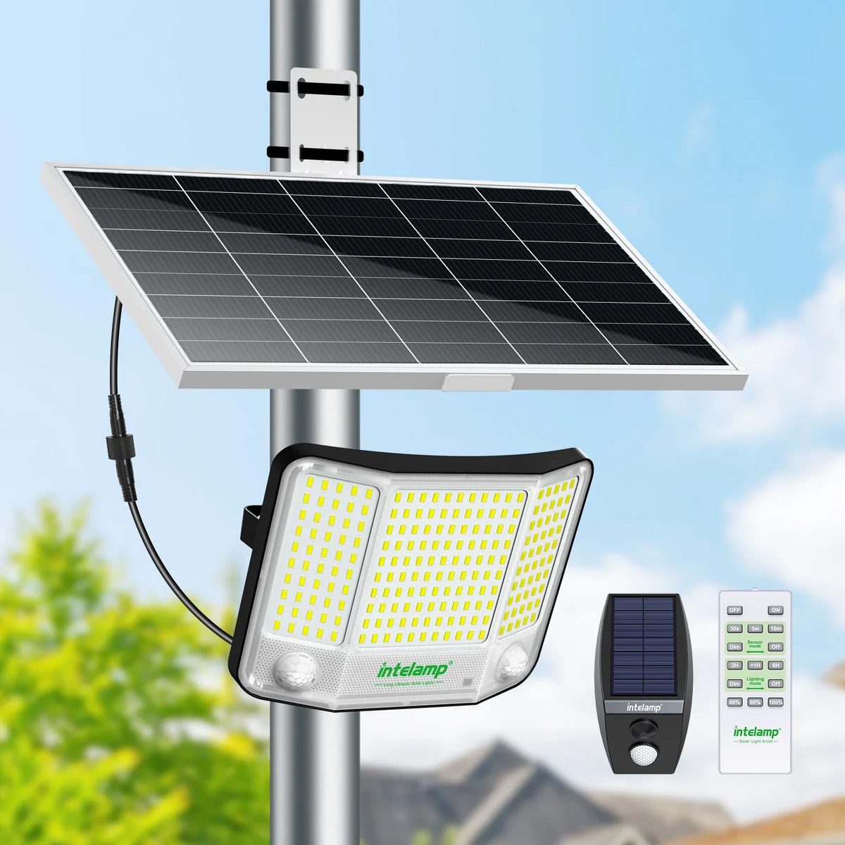 Intelamp Outdoor Solar Motion Sensor LED Flood Light