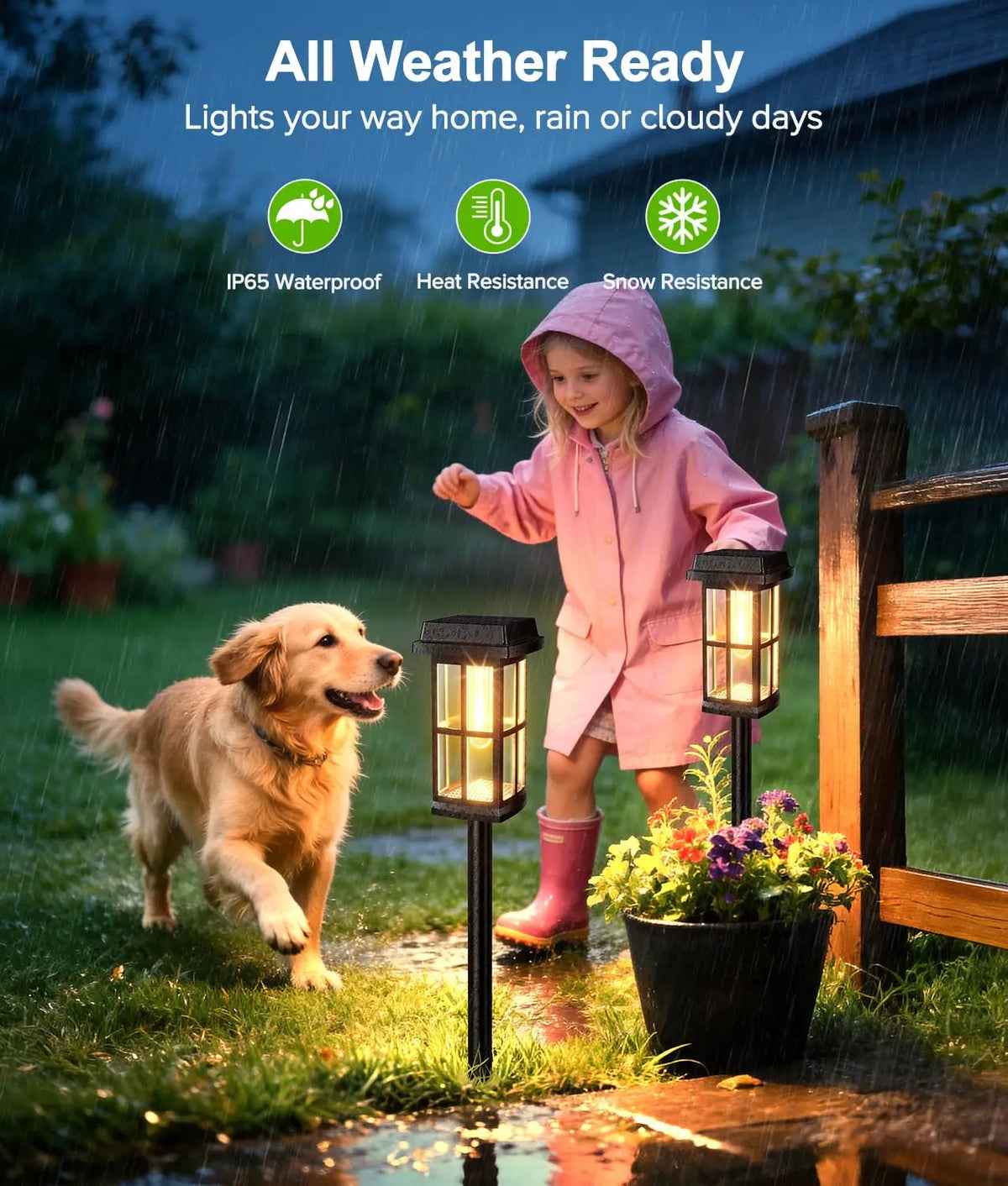 Solar Powered Waterproof LED Pathway Lights for Outdoor Gardens