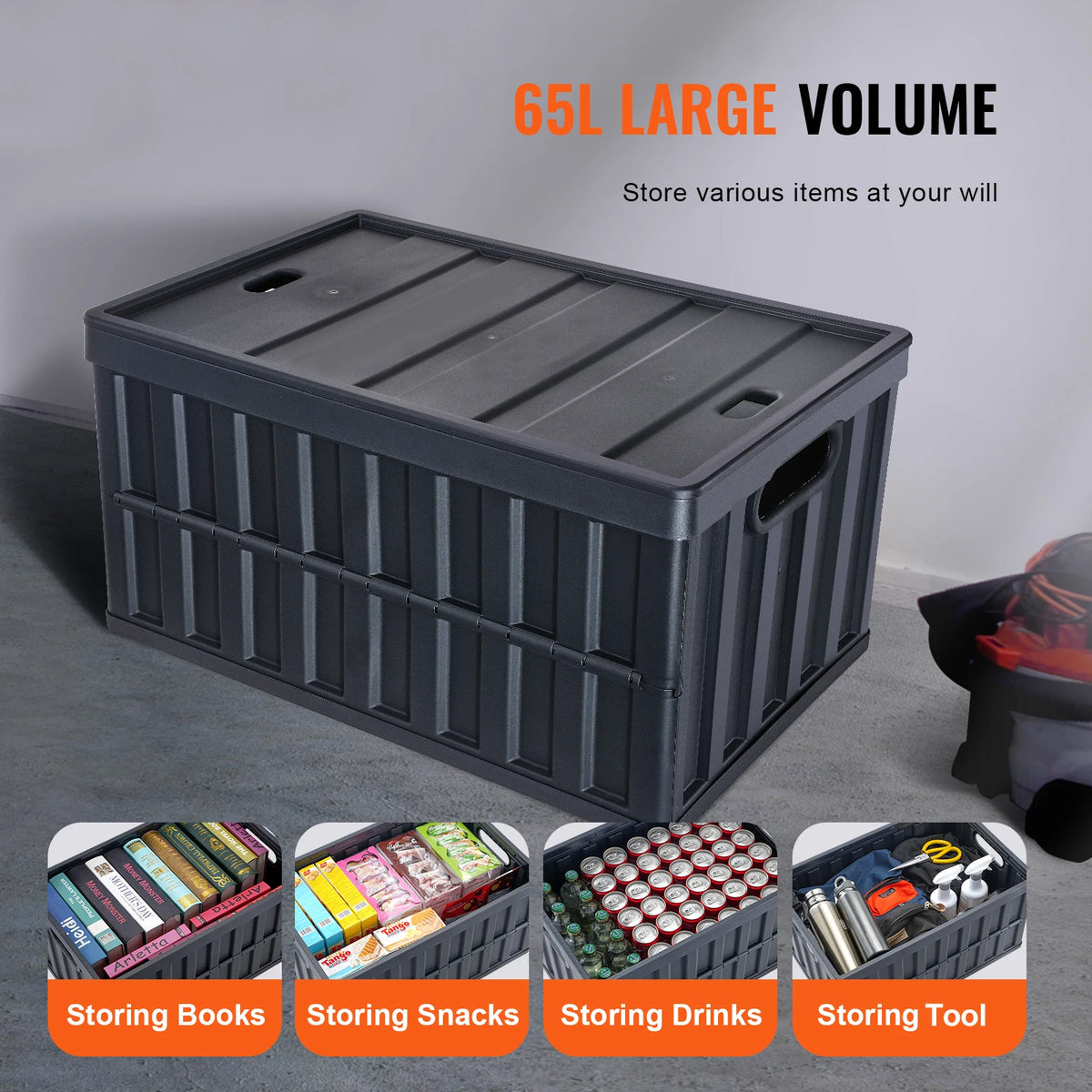 Collapsible Stackable Storage Bins With Lids For Home And Garage