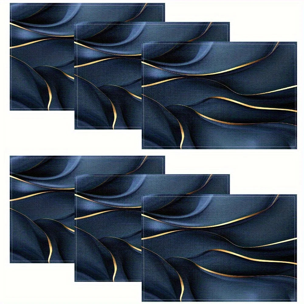 Modern Linen Wave Placemats for Dining Room and Kitchen Decor