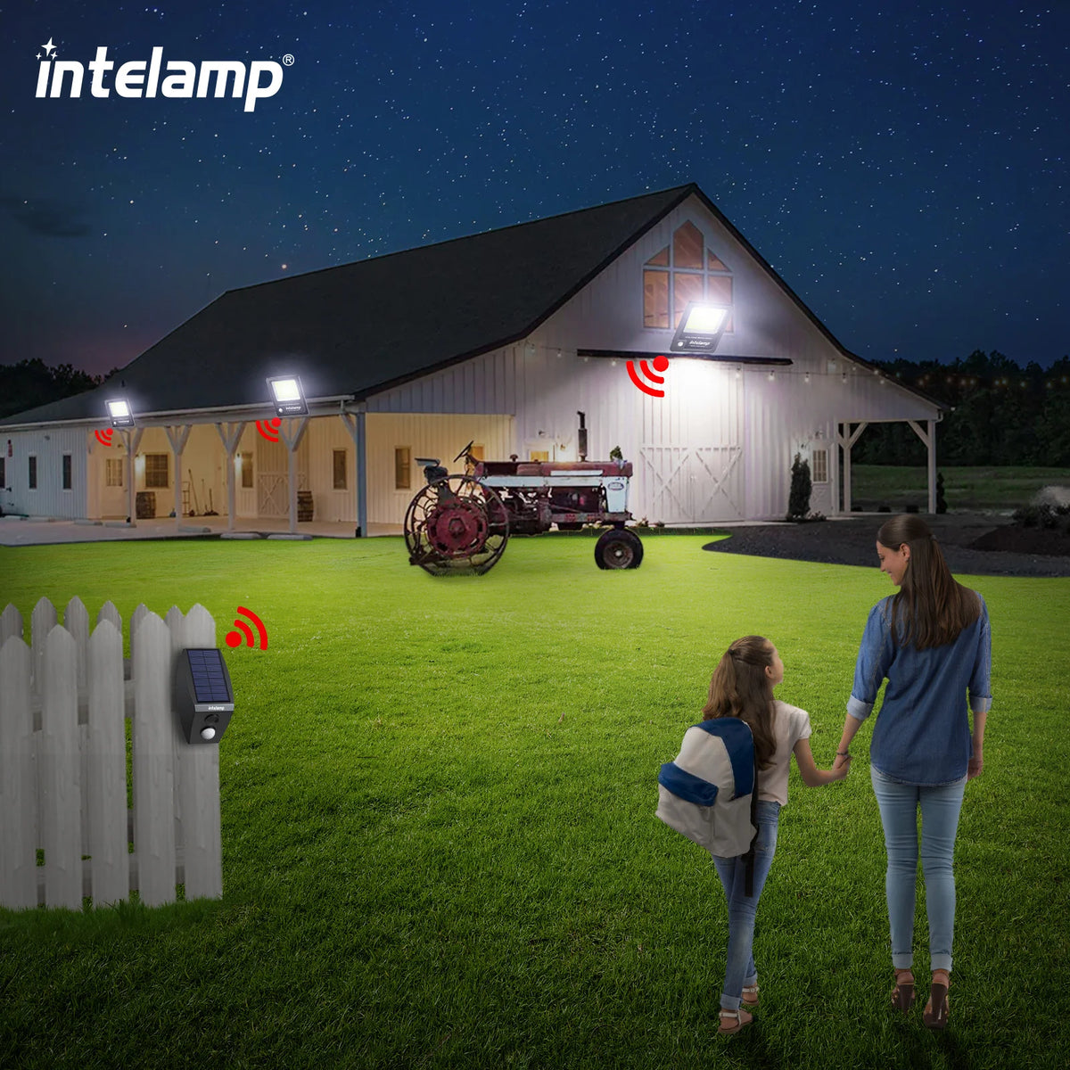 Intelamp Outdoor Solar Motion Sensor LED Flood Light