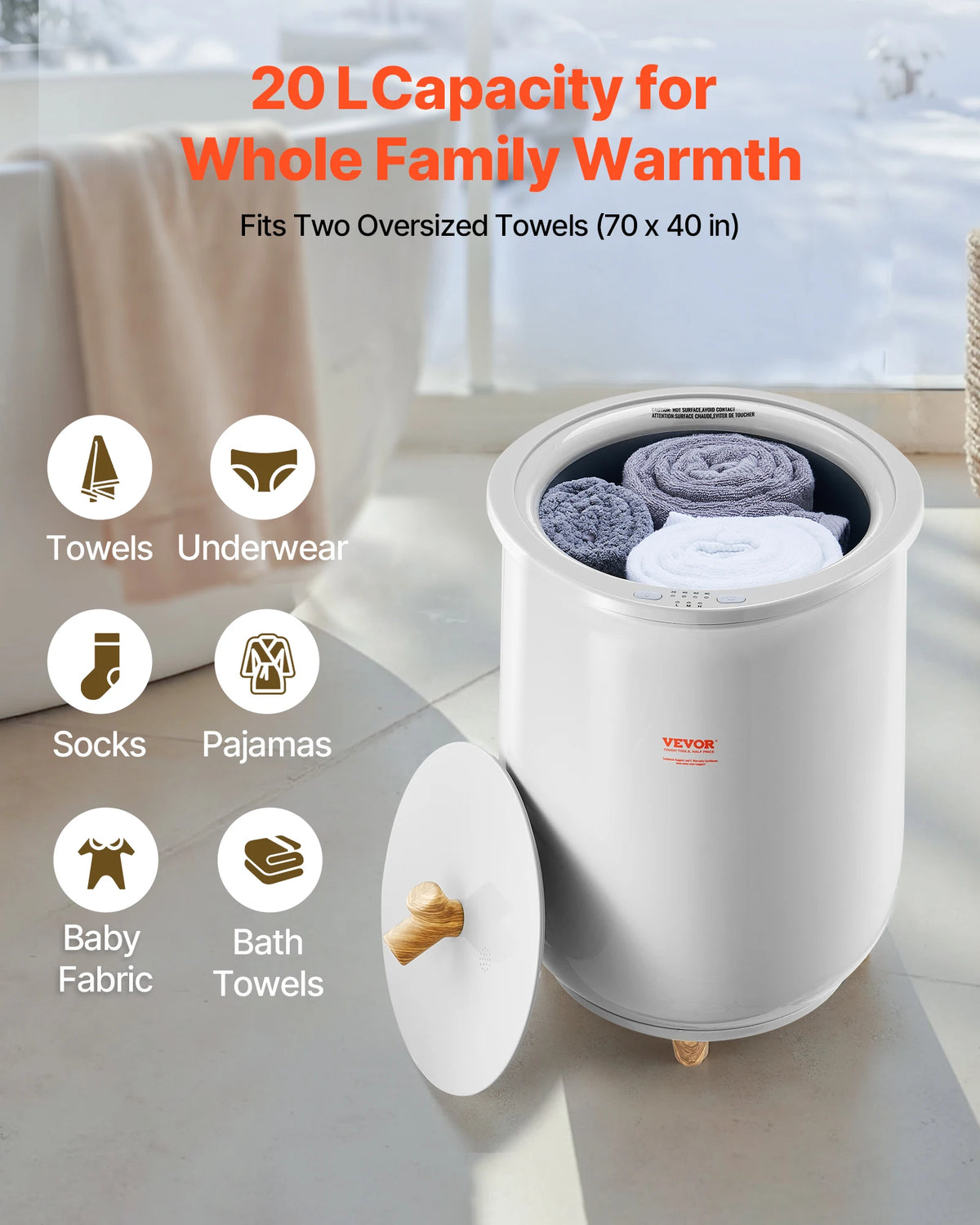SucceBuy Heated Towel Warmer Bucket With LED Light And Timer