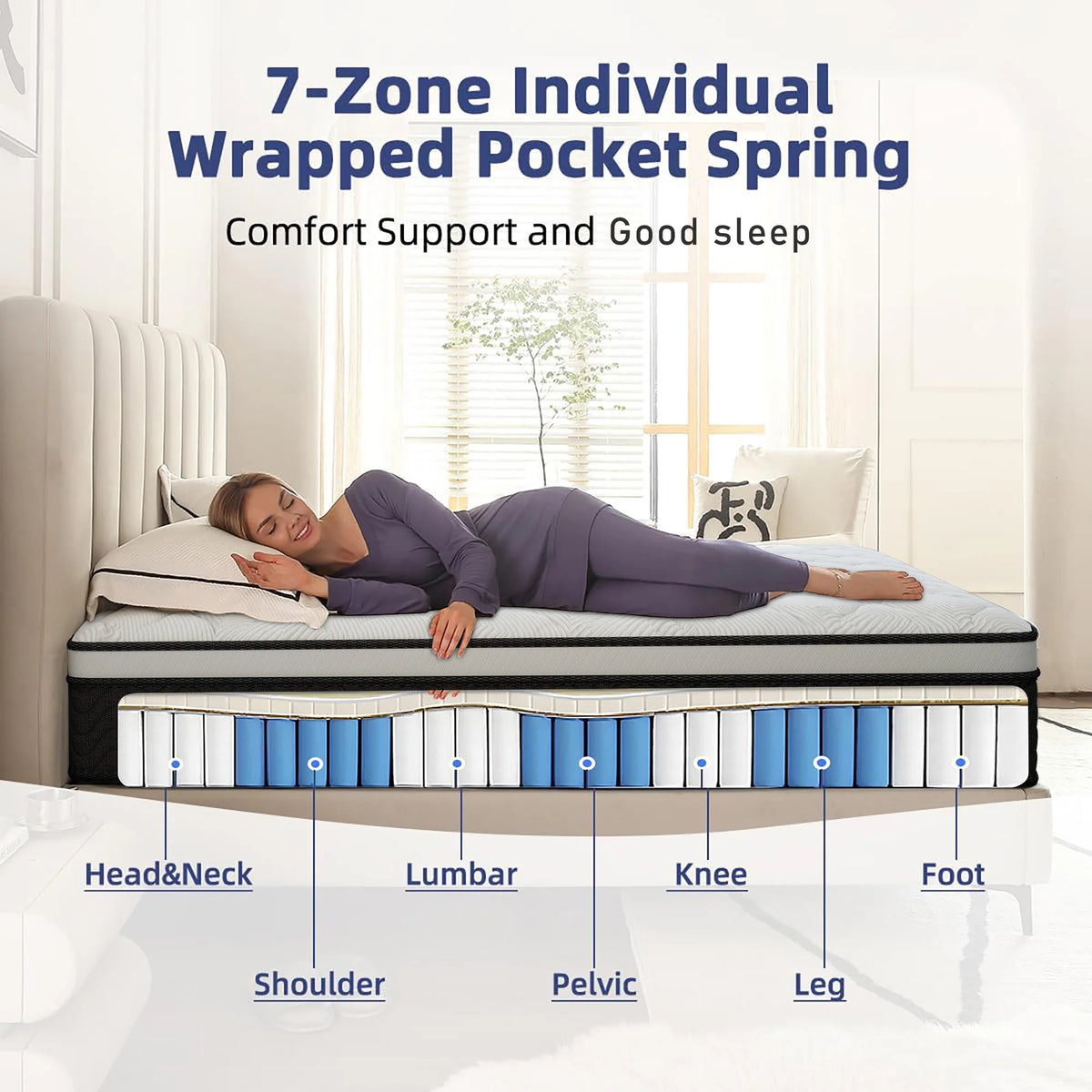 LayRoad Memory Foam Spring Mattress With Pressure Relief