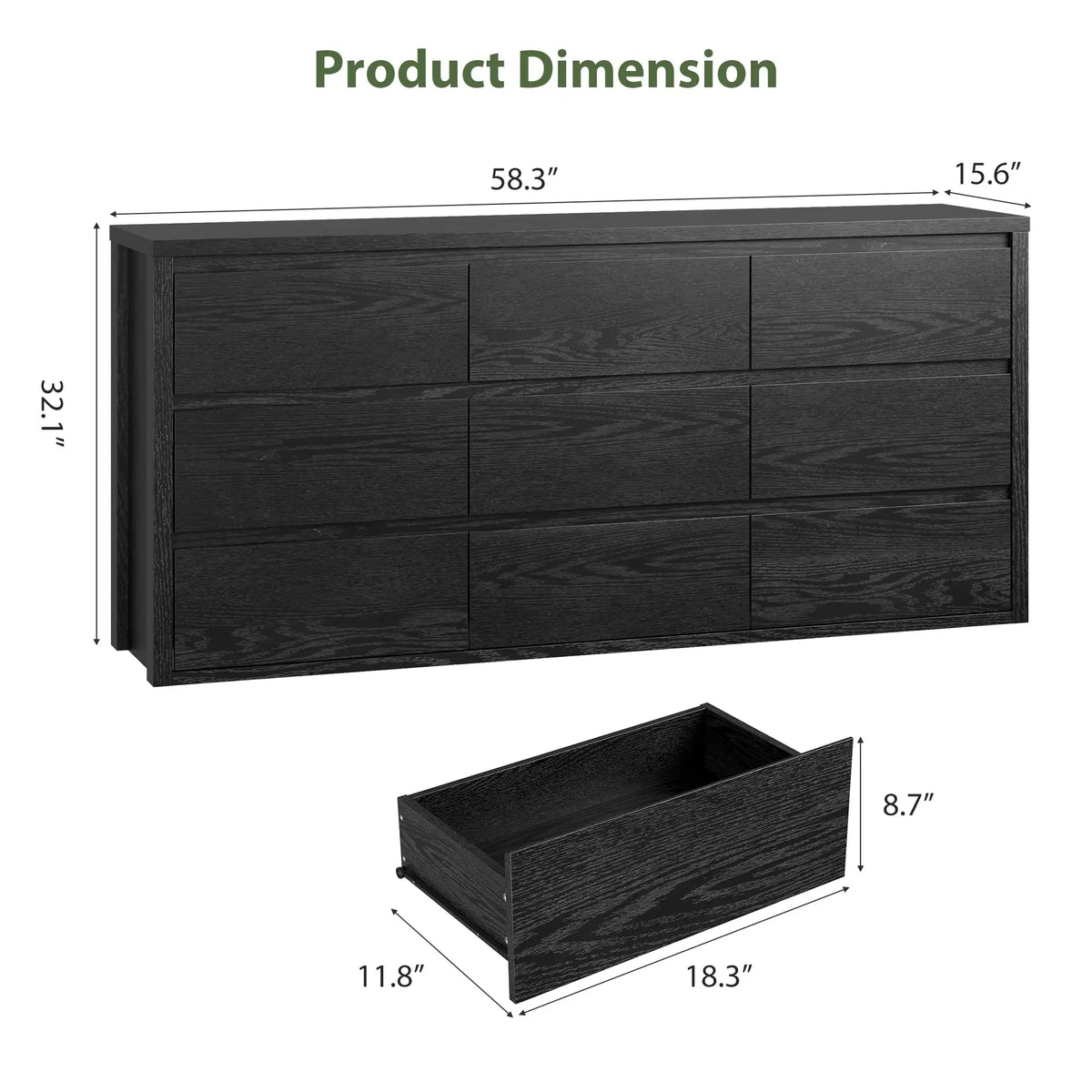 GarveeLife Modern Wooden Dresser With Spacious Bedroom Storage