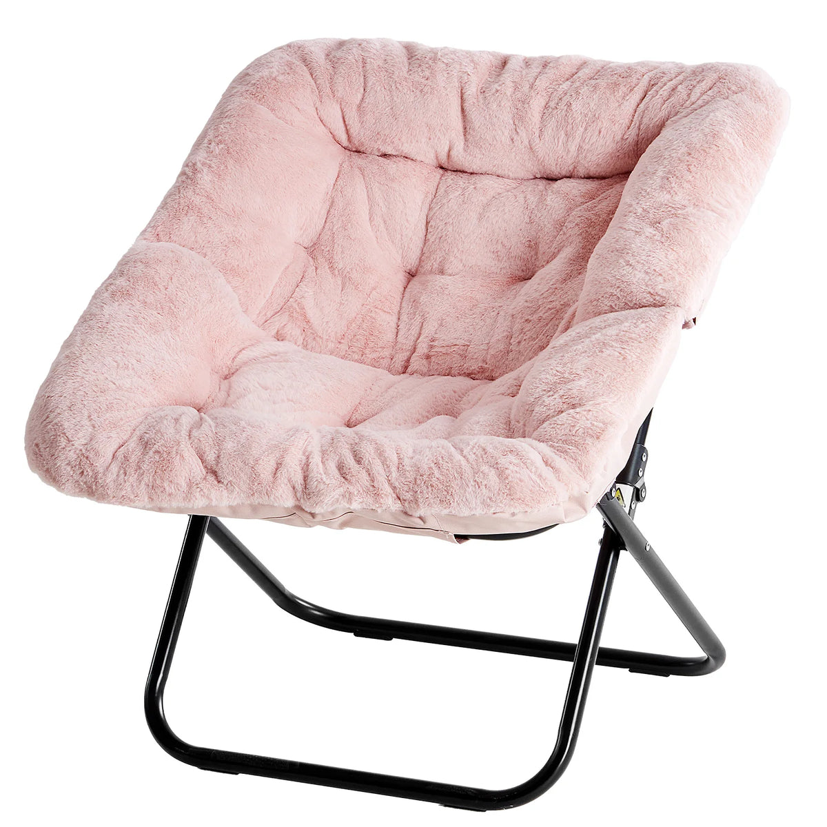 JHK Faux Fur Folding Lounge Chair With Soft Padded Seat