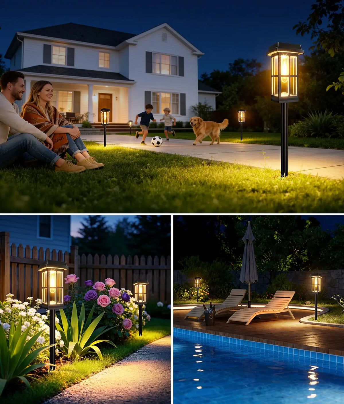 Solar Powered Waterproof LED Pathway Lights for Outdoor Gardens