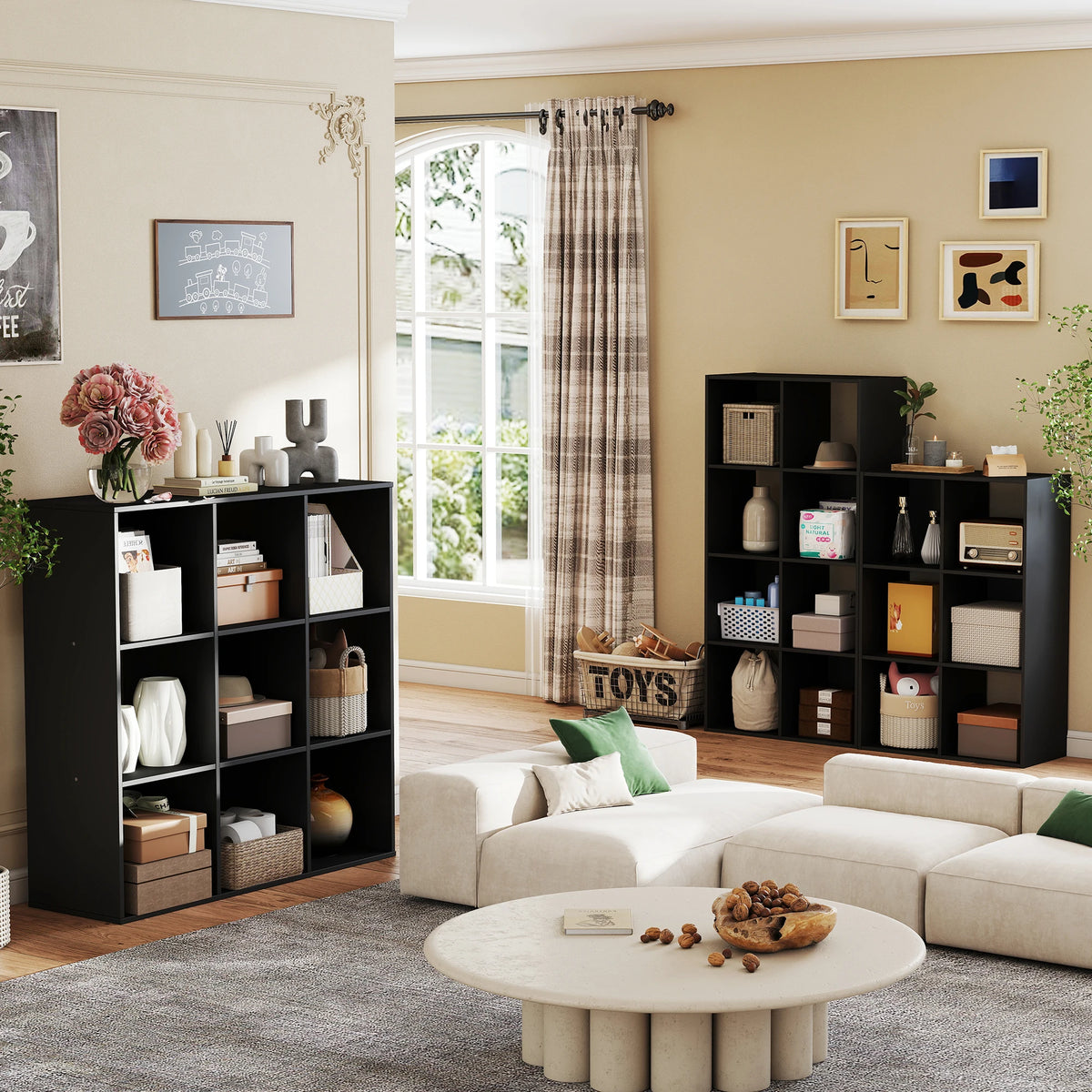 JHK Wooden Storage Organizer Bookcase for Home and Office