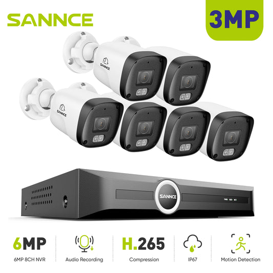 SANNCE PoE Security Camera System 8 Channel NVR Night Vision