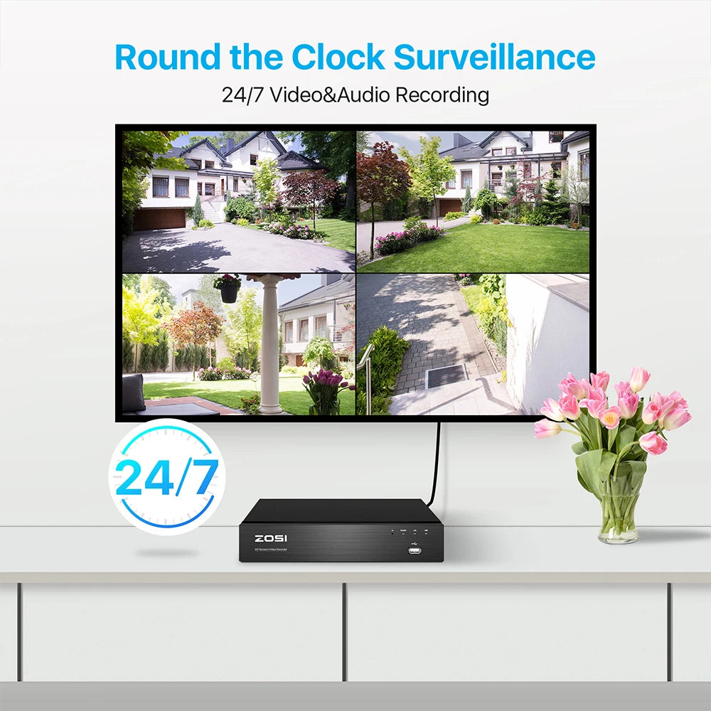 ZOSI 8MP PoE Security Camera System With 4K NVR Kit