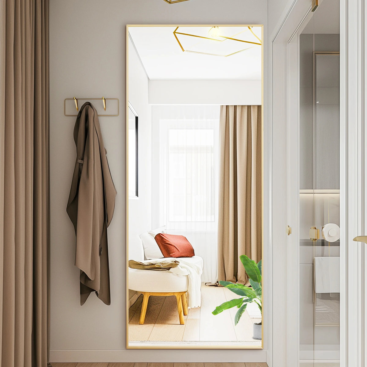 MCQ Arched Framed Vanity Mirror With Stand For Home Decor