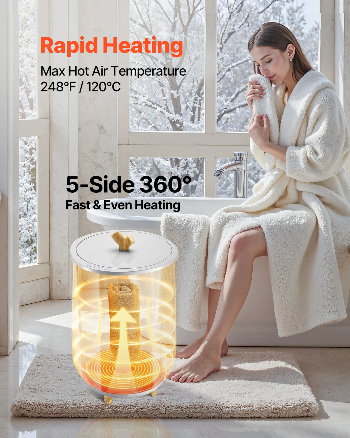 SucceBuy Heated Towel Warmer Bucket With LED Light And Timer