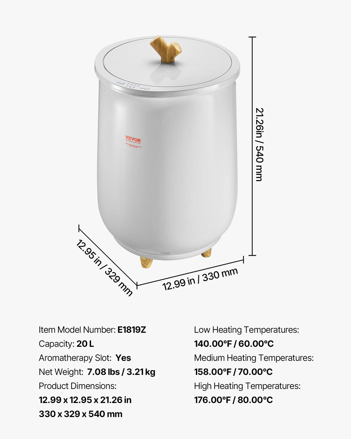 SucceBuy Heated Towel Warmer Bucket With LED Light And Timer