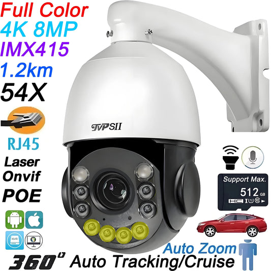 TVPSii 4K AI Auto Tracking PTZ Speed Dome Security Camera