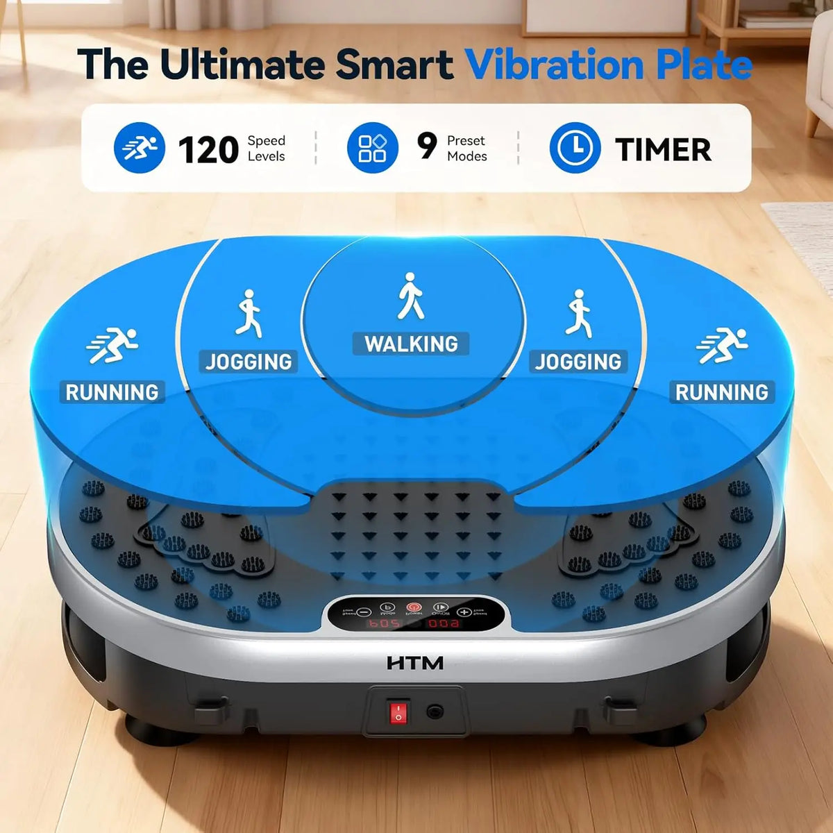 HTM Vibration Plate Machine With 120 Speed Levels and Preset Programs