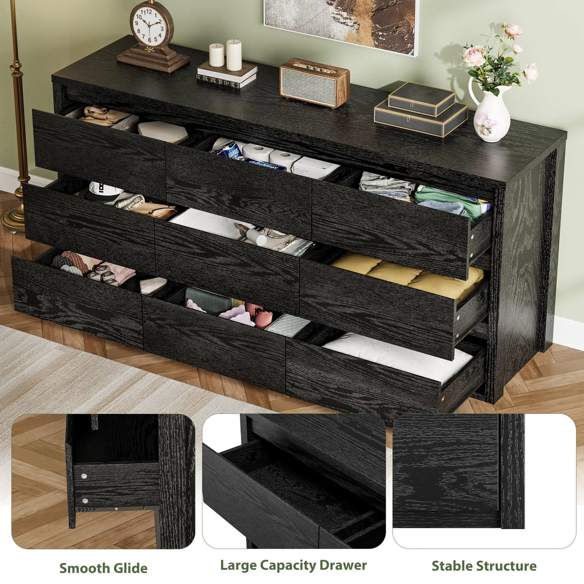 GarveeLife Modern Wooden Dresser With Spacious Bedroom Storage