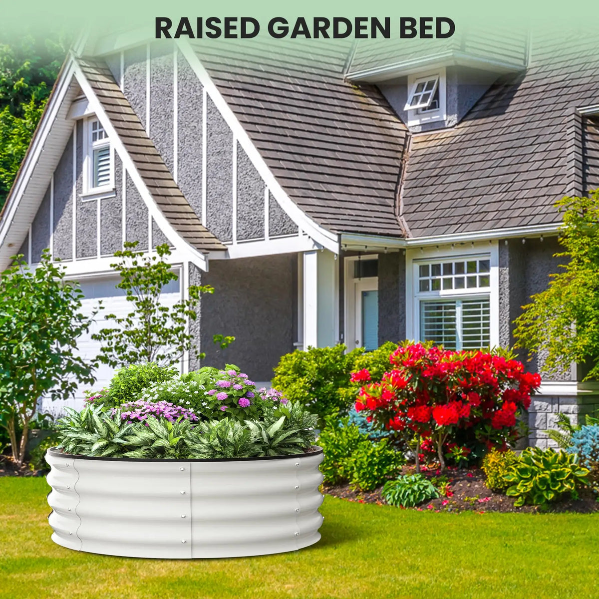 HiMISS Galvanized Steel Raised Garden Bed Planter Box