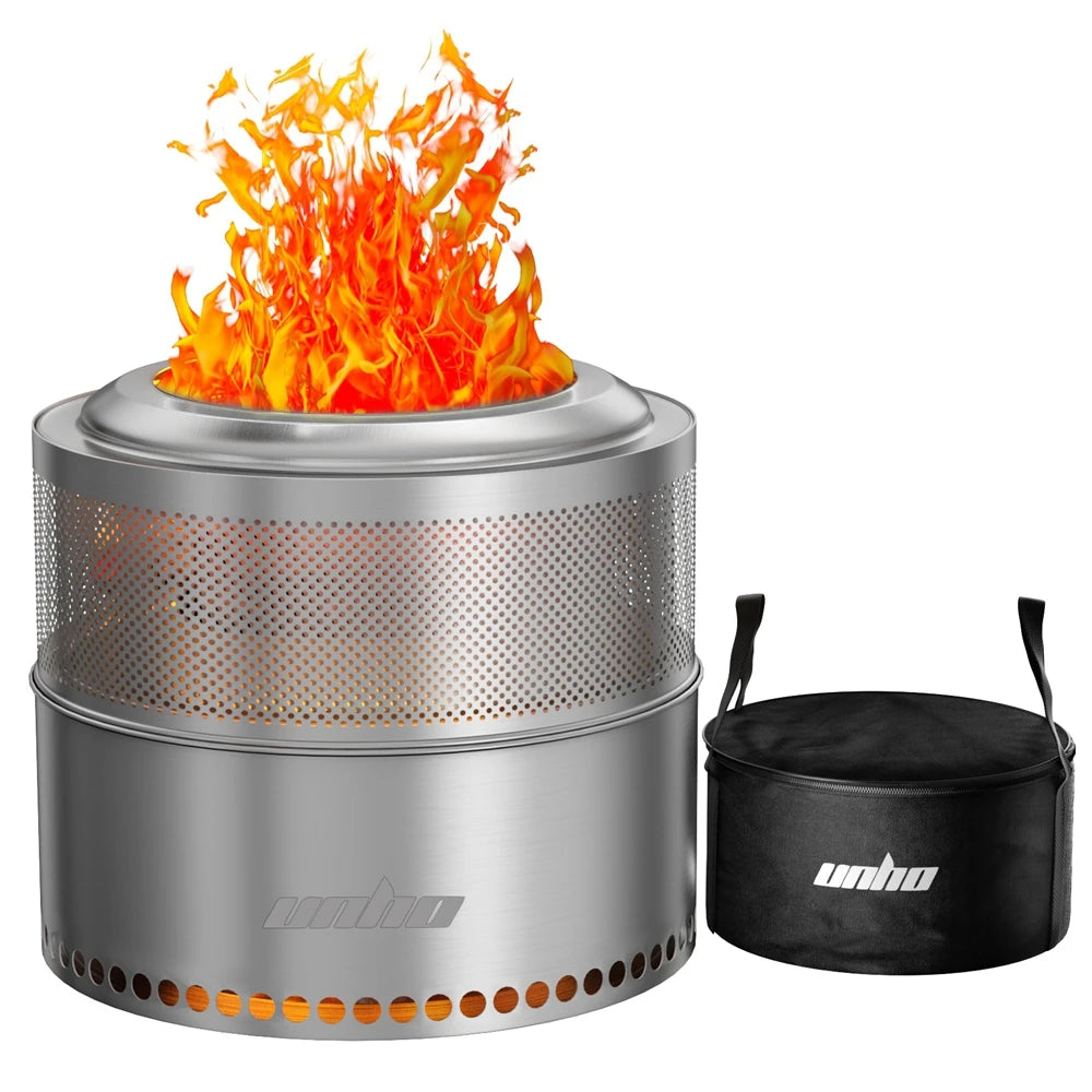 Unho Portable Smokeless Fire Pit Stainless Steel Outdoor Stove
