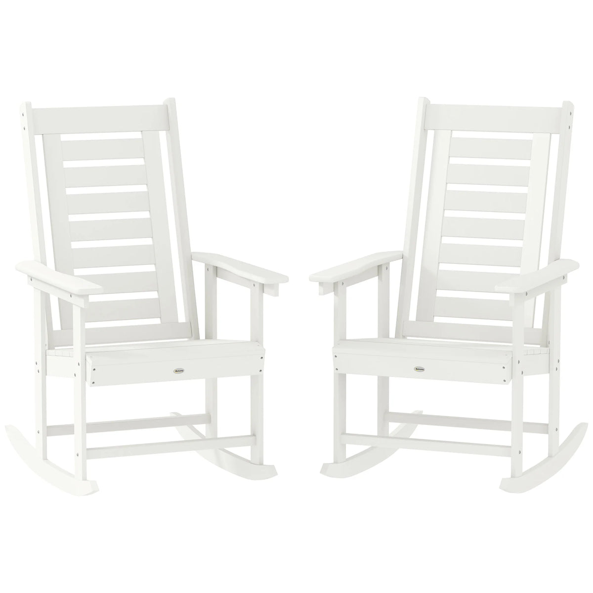 Outsunny High Back HDPE Outdoor Patio Rocking Chairs Set of Two