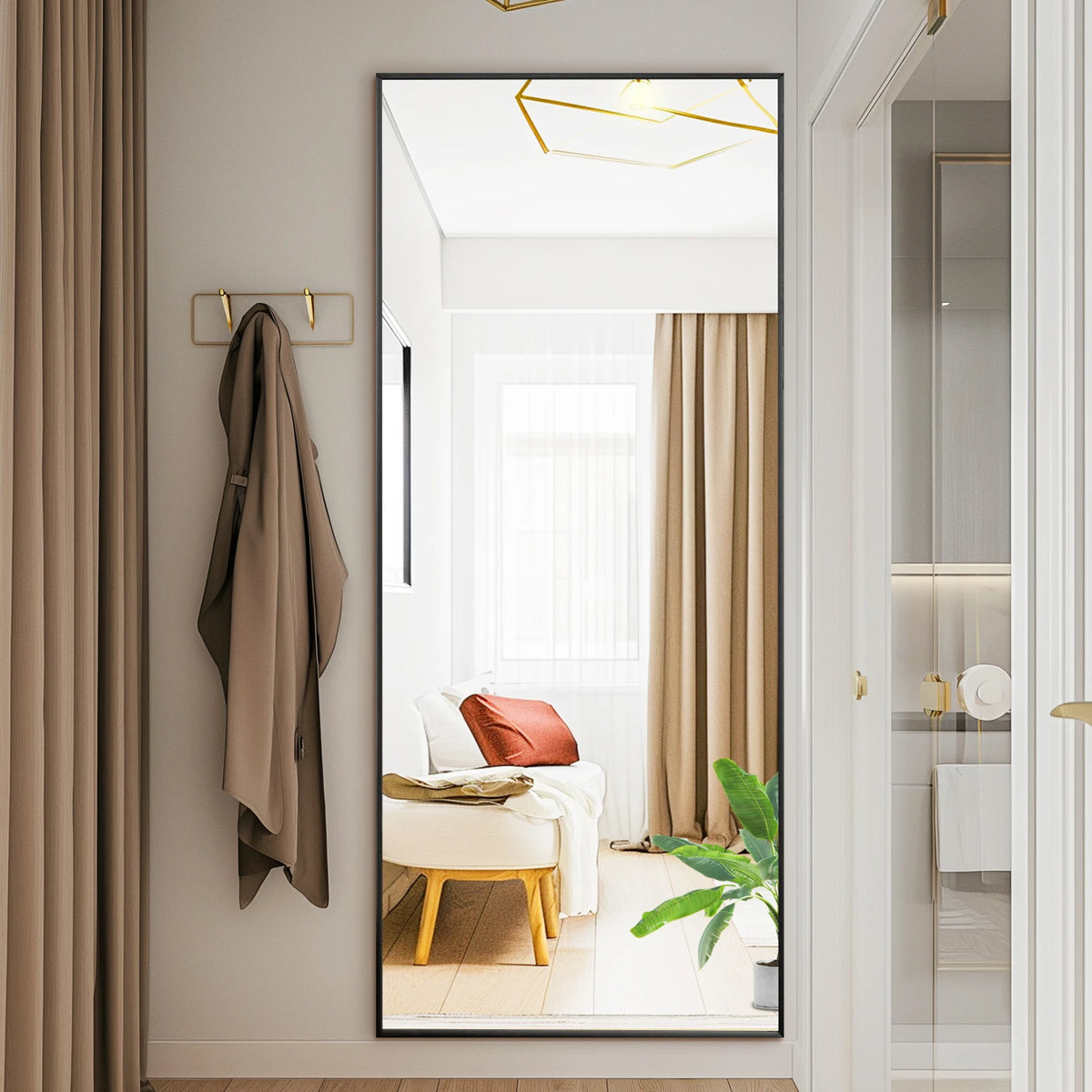 MCQ Arched Framed Vanity Mirror With Stand For Home Decor