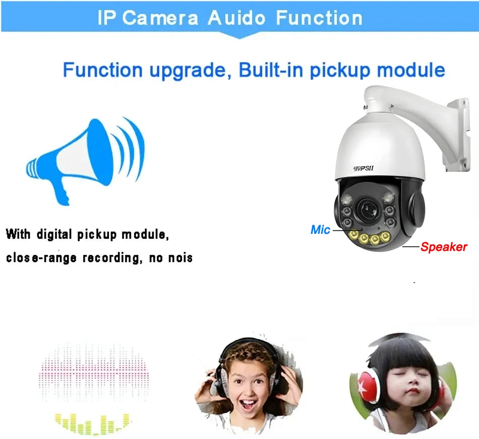 TVPSii 4K AI Auto Tracking PTZ Speed Dome Security Camera