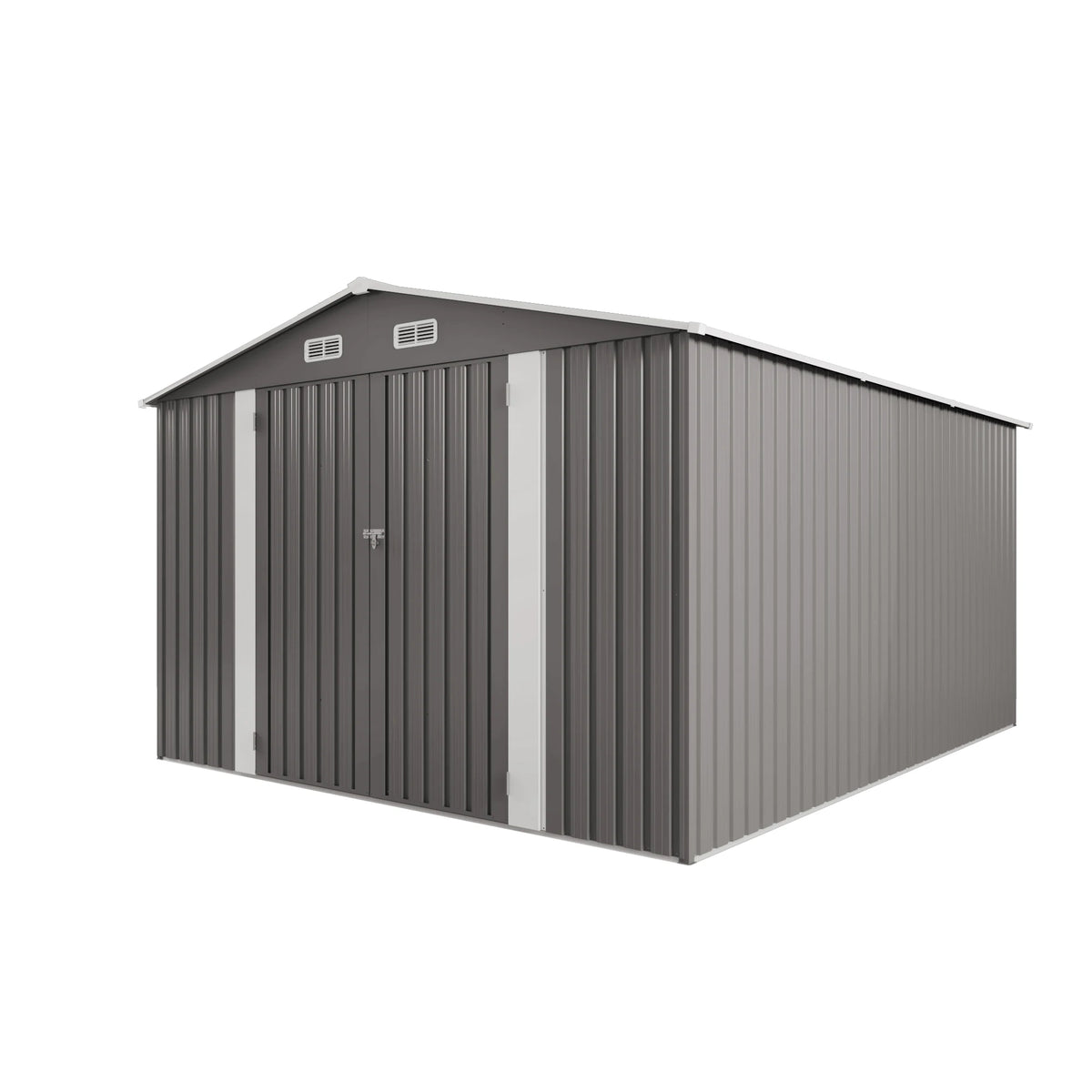 SUSUA Metal Outdoor Storage Shed With Double Doors And Windows