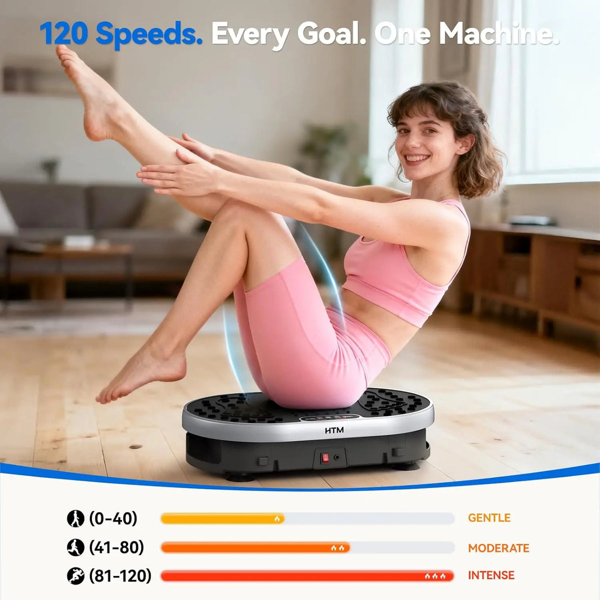 HTM Vibration Plate Machine With 120 Speed Levels and Preset Programs