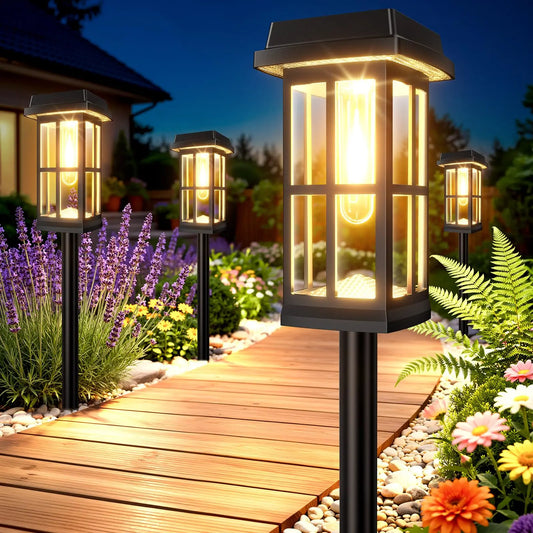Solar Powered Waterproof LED Pathway Lights for Outdoor Gardens