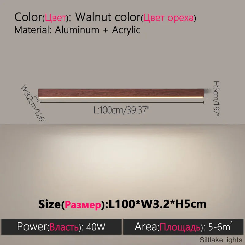TES Modern LED Surface Mounted Linear Ceiling Light