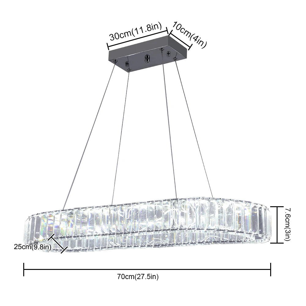 VETRULUS Modern Oval Crystal LED Pendant Chandelier Ceiling Light
