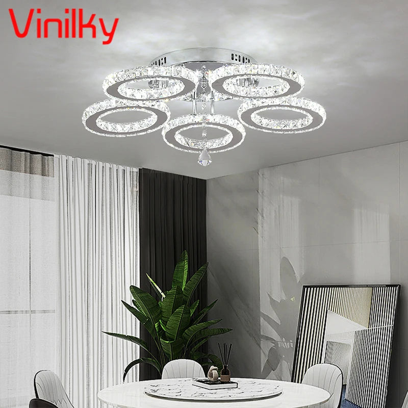 Vinilky Crystal Ceiling Chandelier Pendant Light For Dining Rooms