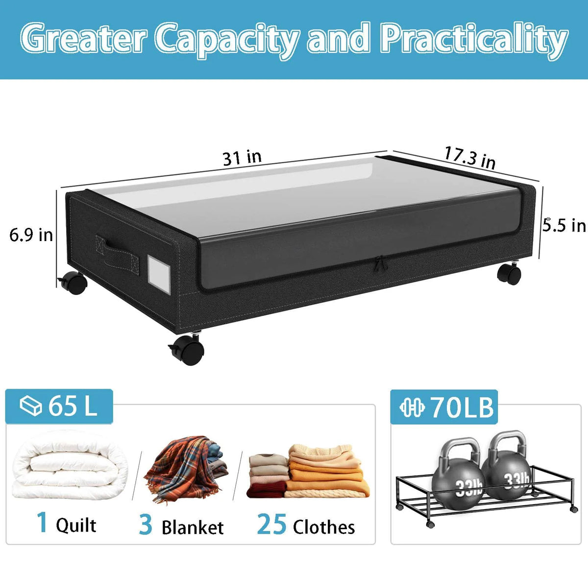Under Bed Storage Containers With Wheels And Secure Lids