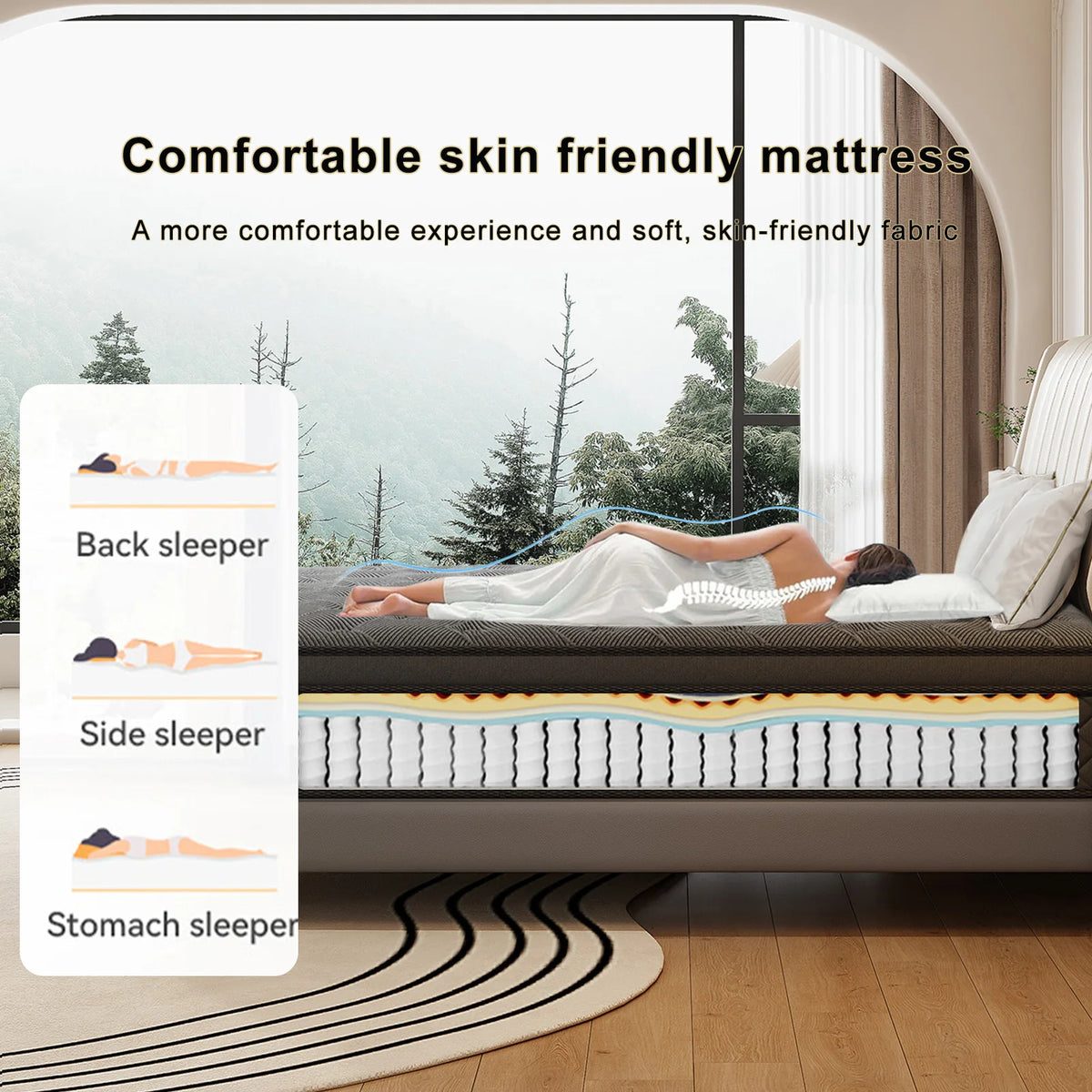 LAYROAD Memory Foam Mattress With Motion Isolation And Lumbar Support