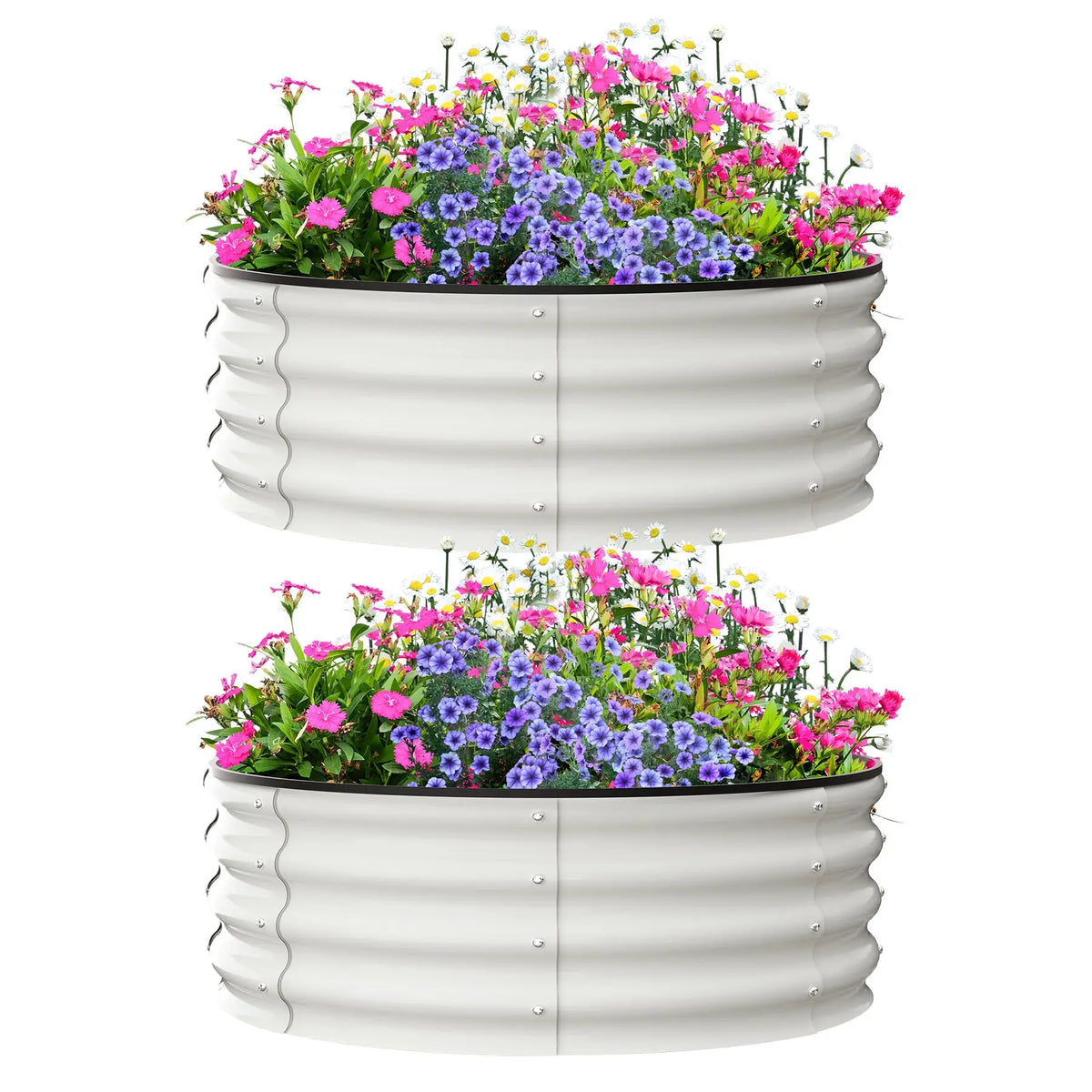 HiMISS Galvanized Steel Raised Garden Bed Planter Box