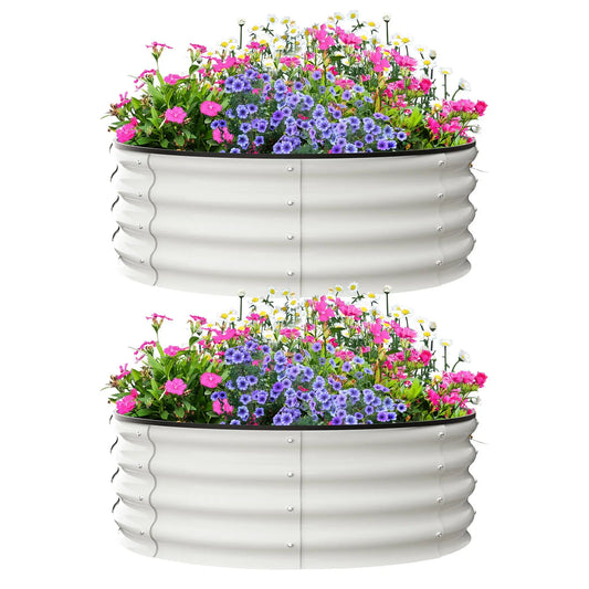 HiMISS Galvanized Steel Raised Garden Bed Planter Box