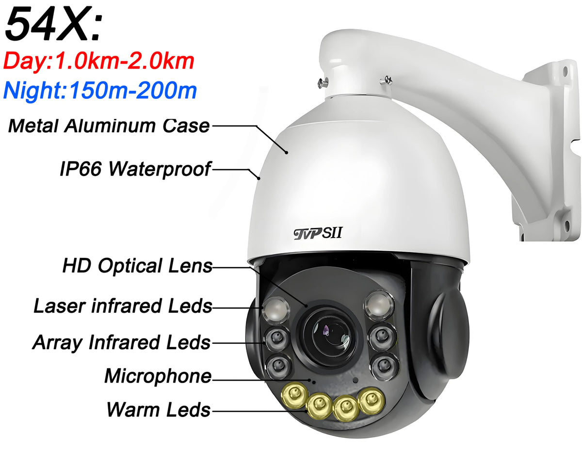 TVPSii 4K AI Auto Tracking PTZ Speed Dome Security Camera