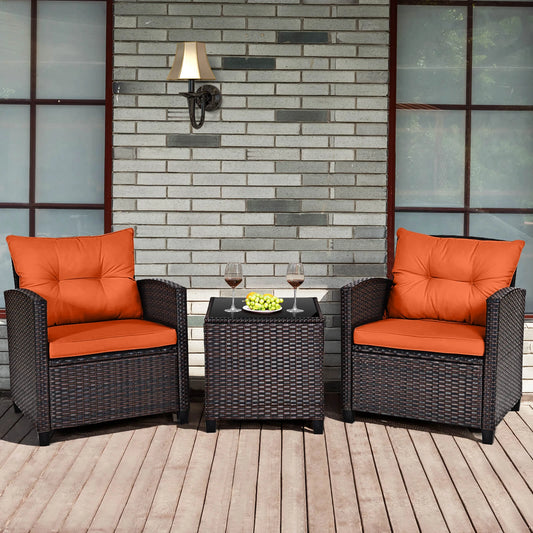 HOMASIS Patio Rattan Outdoor Conversation Set With Cushions