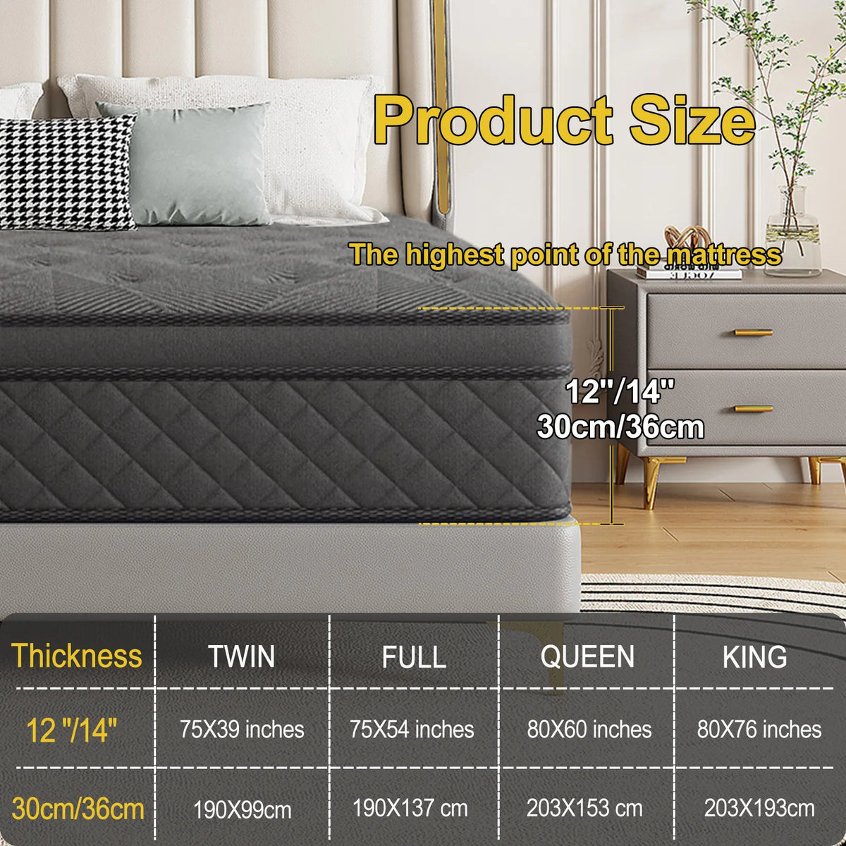 LAYROAD Memory Foam Mattress With Motion Isolation And Lumbar Support