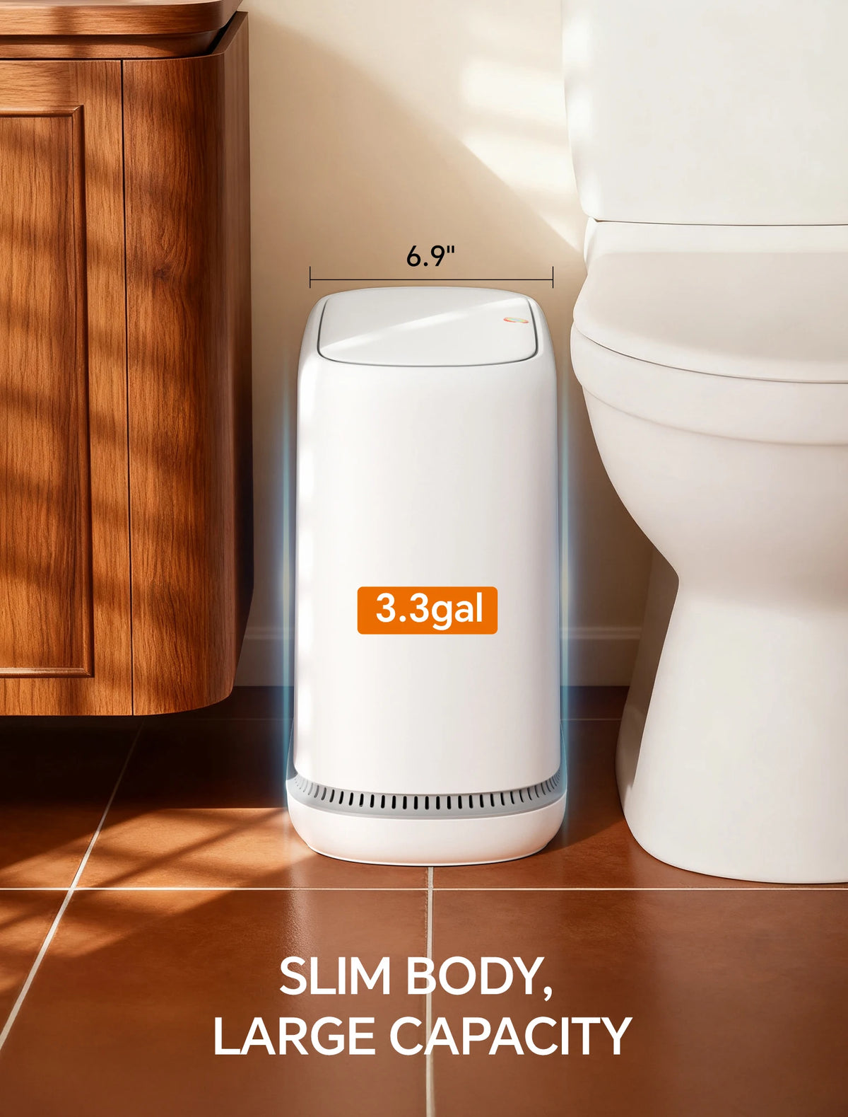 Joybos Slim Automatic Trash Can With One Press Lid for Bathroom