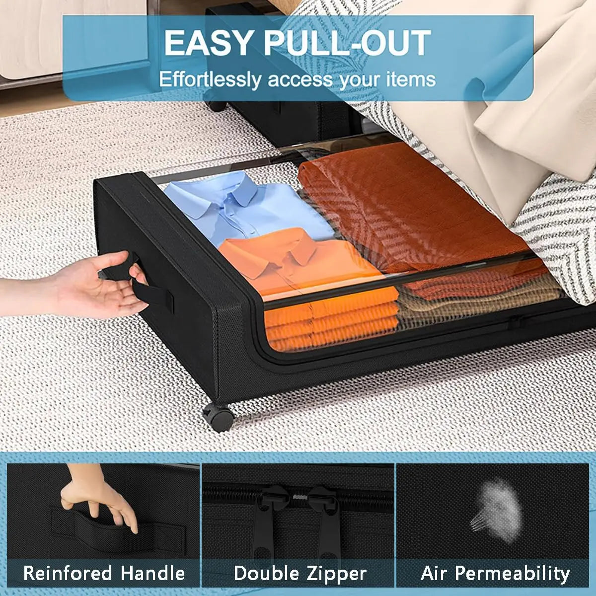 Under Bed Storage Containers With Wheels And Secure Lids