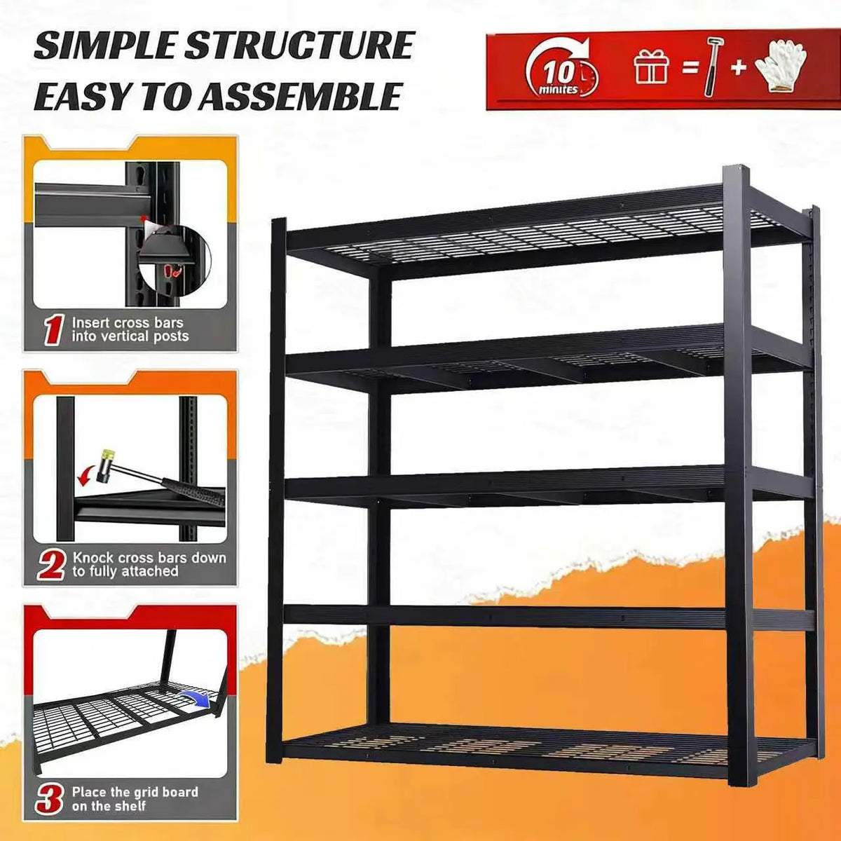 Sarenzoons Adjustable Commercial Metal Shelving Unit Rack