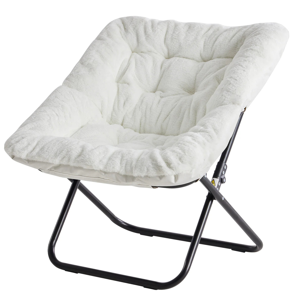 JHK Faux Fur Folding Lounge Chair With Soft Padded Seat