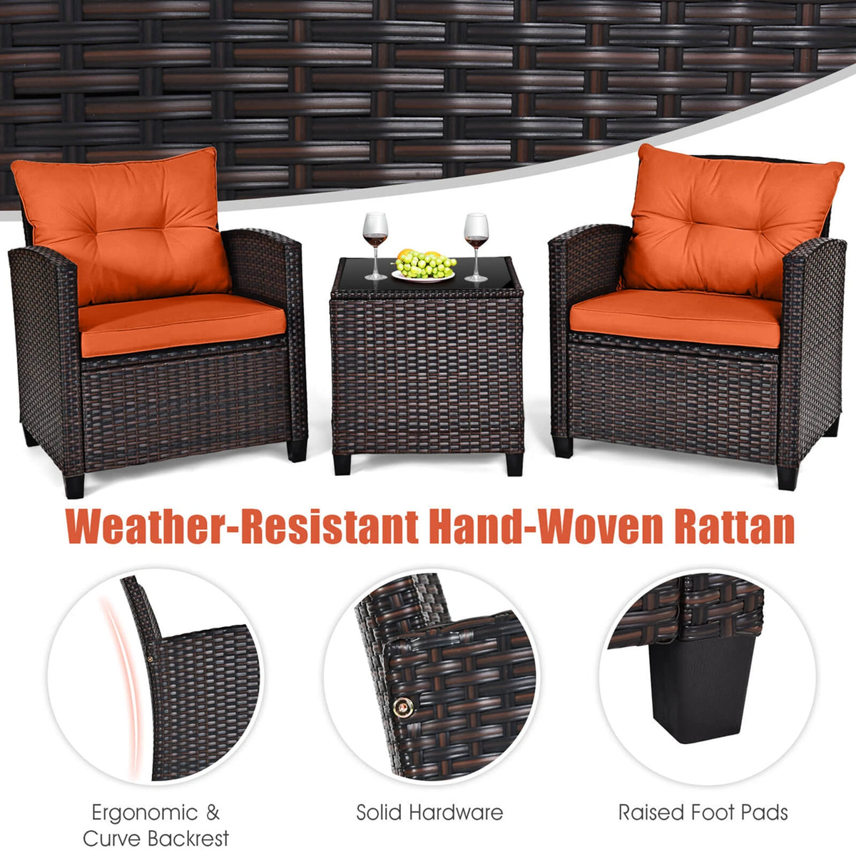 HOMASIS Patio Rattan Outdoor Conversation Set With Cushions