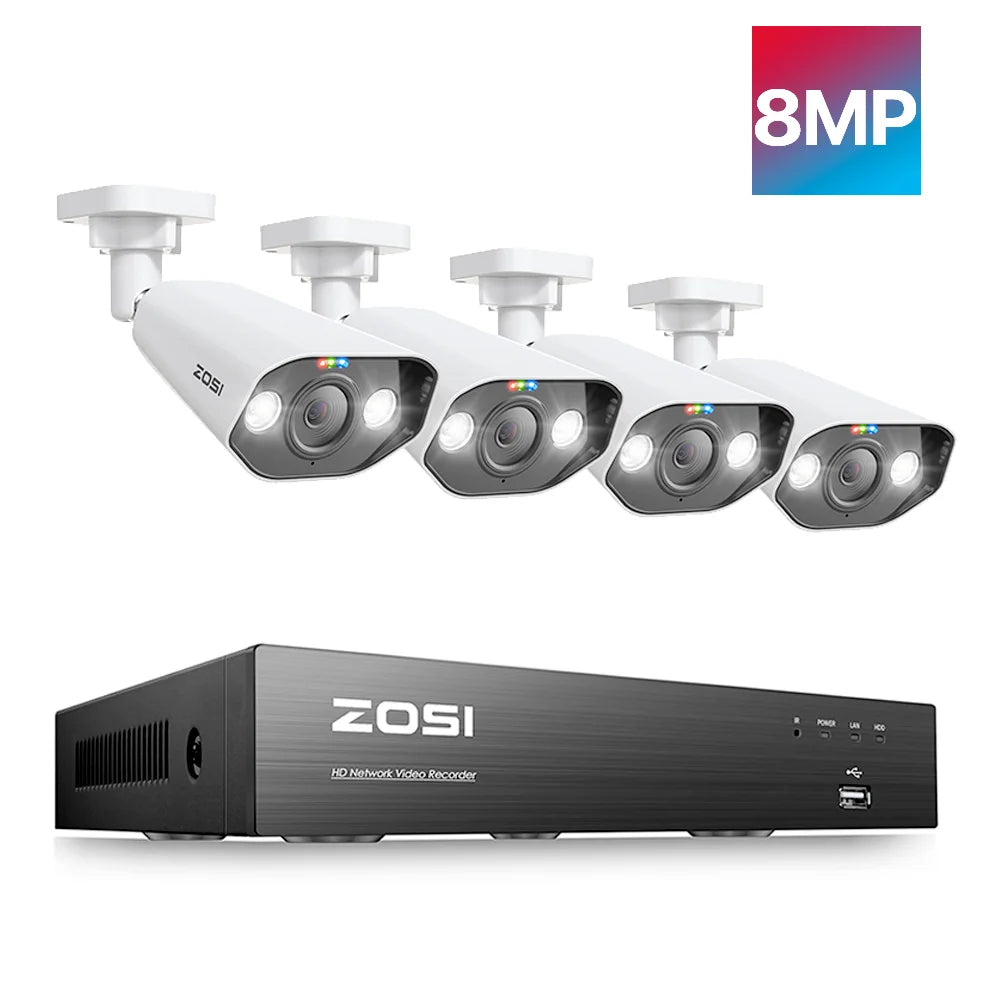 ZOSI 8MP PoE Security Camera System With 4K NVR Kit