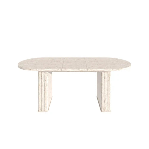 Modern Extendable Oval Dining Table With Wooden Strip Base