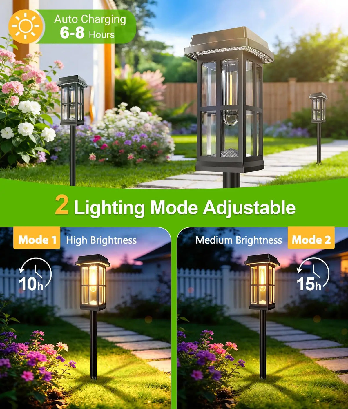 Solar Powered Waterproof LED Pathway Lights for Outdoor Gardens