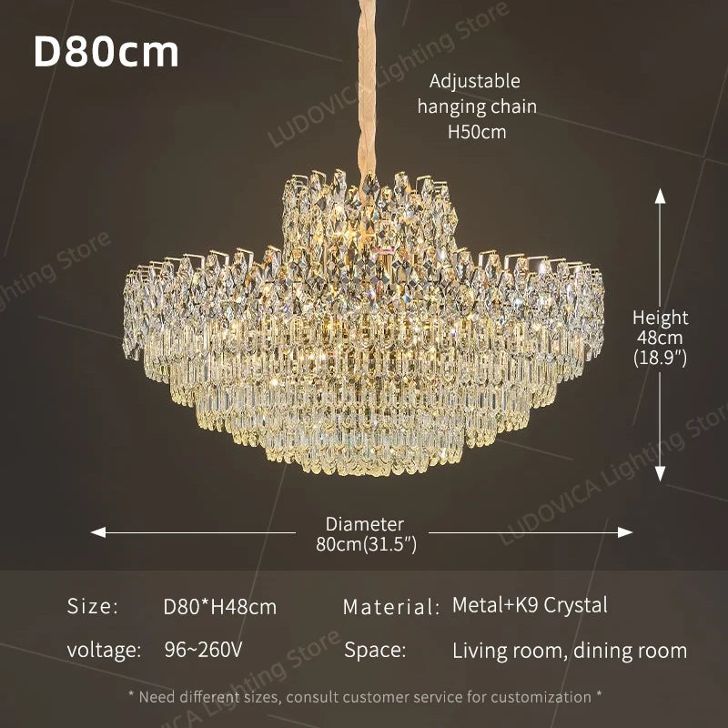 Ludovica Luxury Crystal LED Chandelier Pendant Ceiling Light