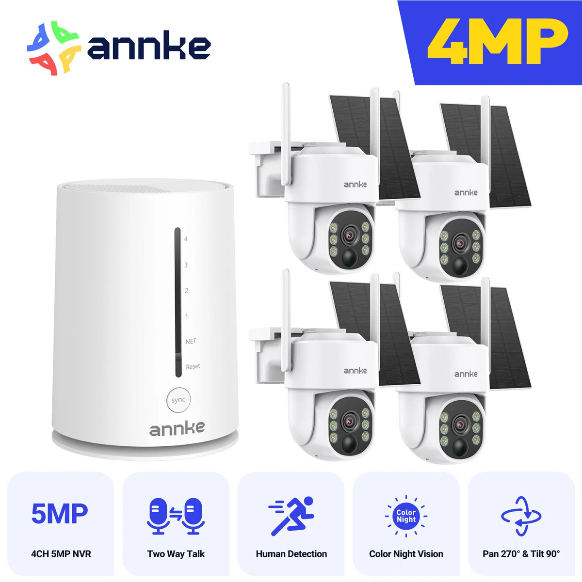 ANNKE 4MP Wireless Security Camera System Auto Tracking Night Vision